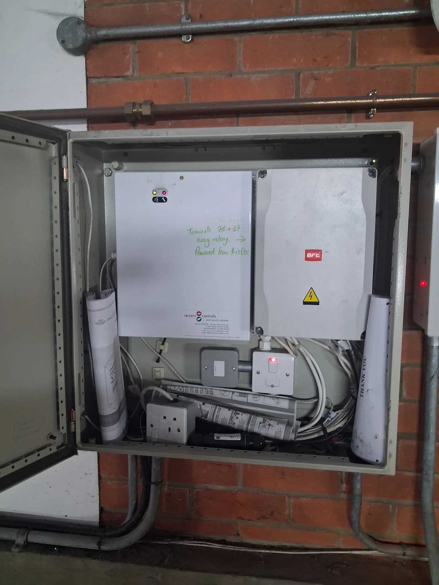 Car park electrical control box maintenance work