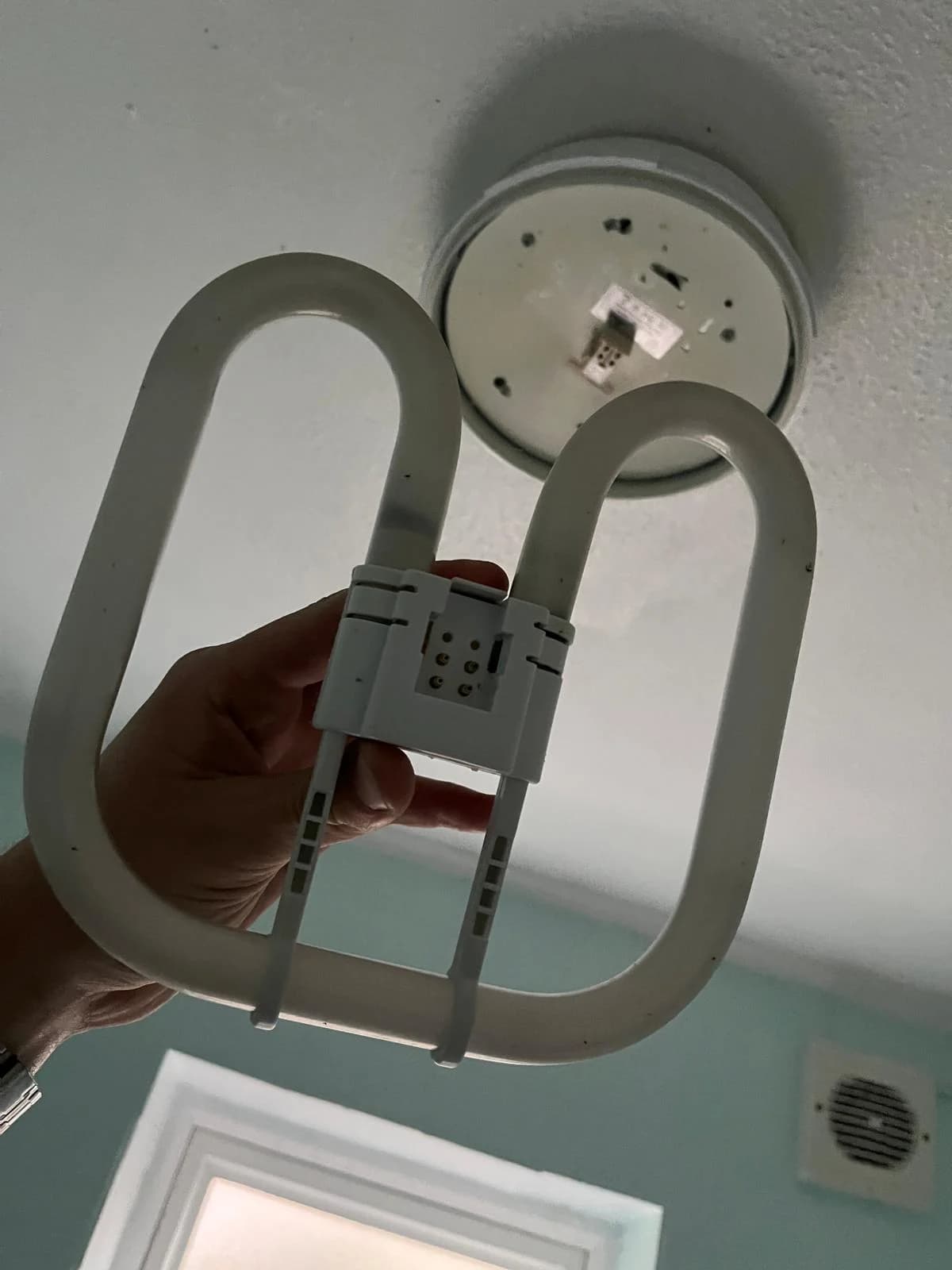 New internal lighting installation with ceiling fitting