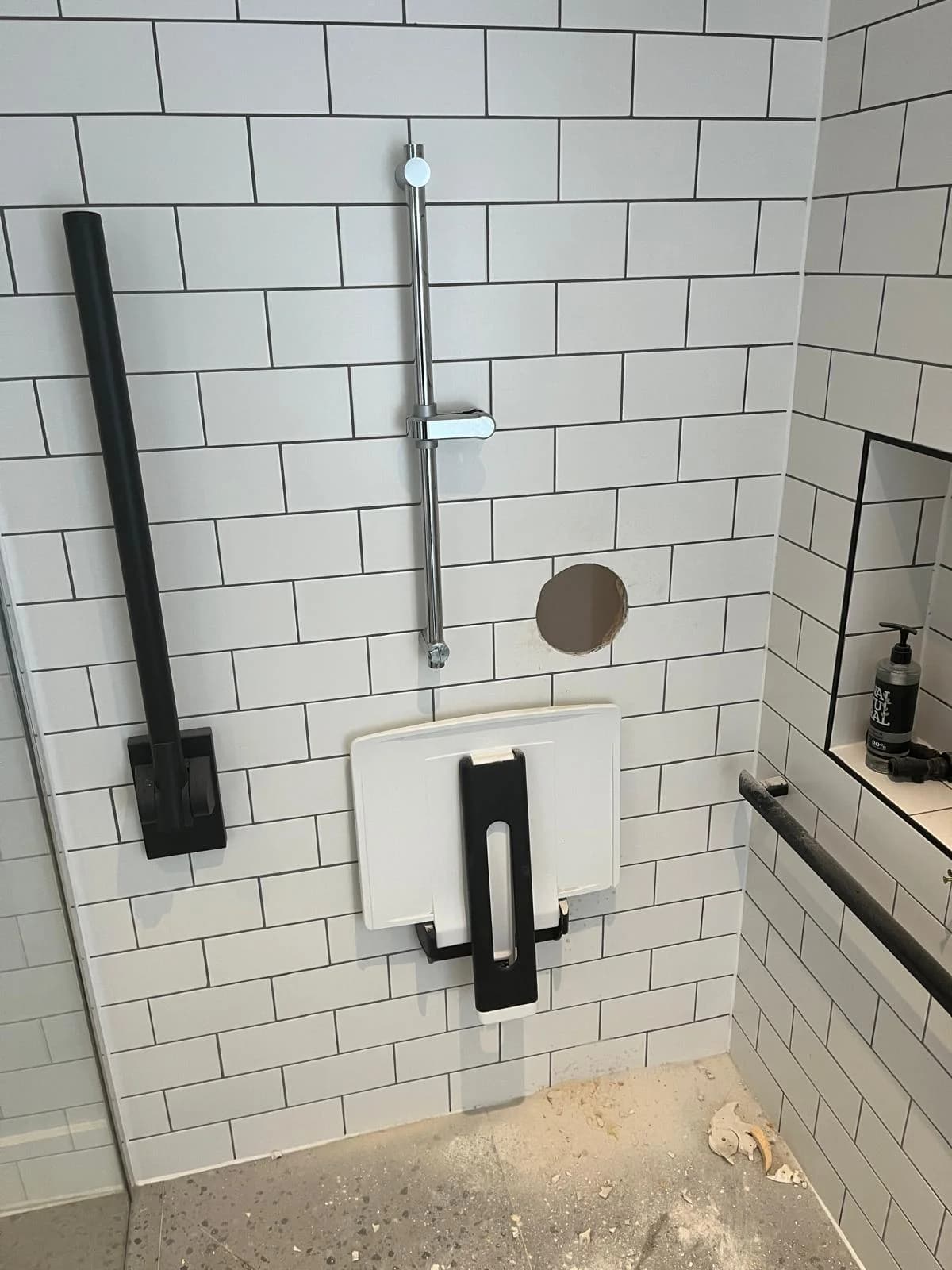 Shower fitting after plumbing maintenance