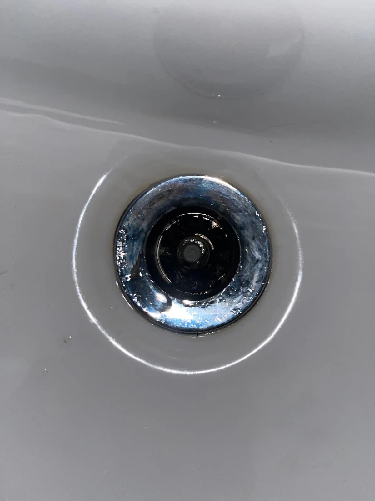 Blocked sink before blockage clearance