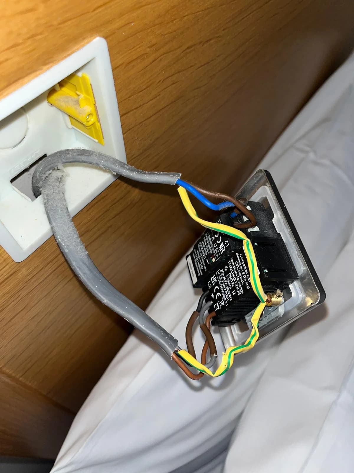 Electrical socket before repair work