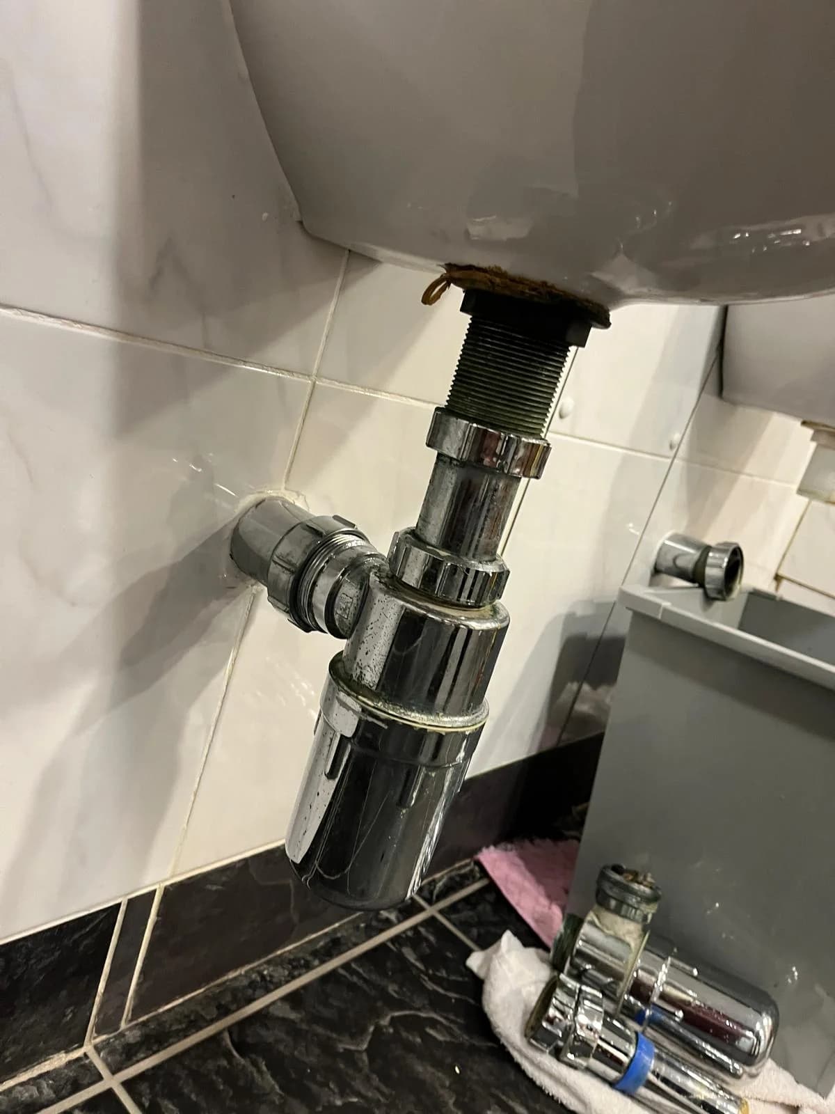Commercial urinal after plumbing repair