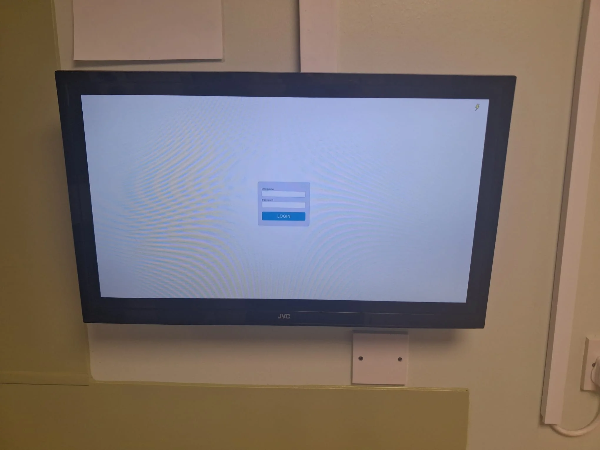 Television screen checked during signal and connection testing