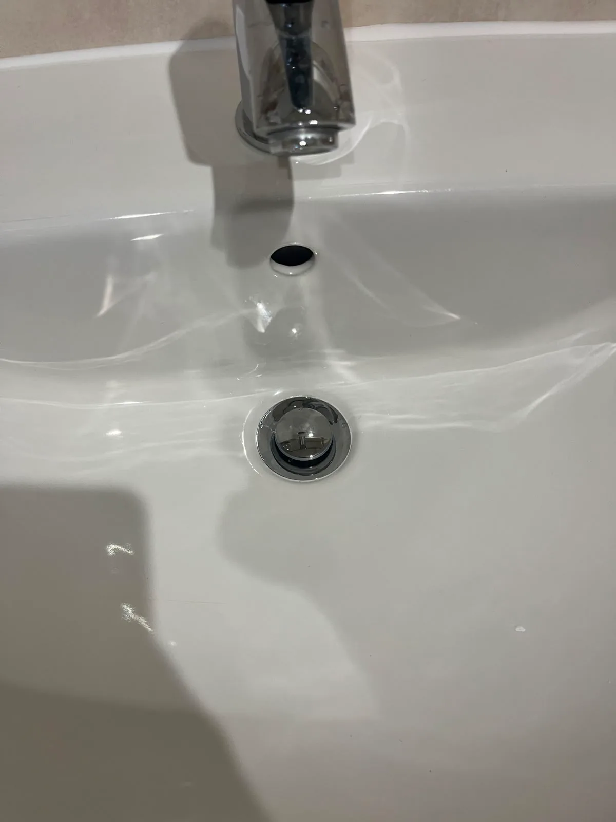 Close-up of bathroom basin after waste replacement in Bexleyheath
